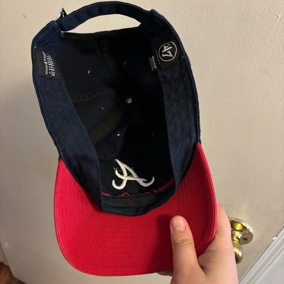 Atlanta Braves Hat Cap Strap Back Blue Red Plain Logo Baseball Adjustable - Picture 9 of 11
